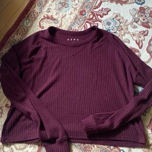 Aeropostale waffle sweater maroon